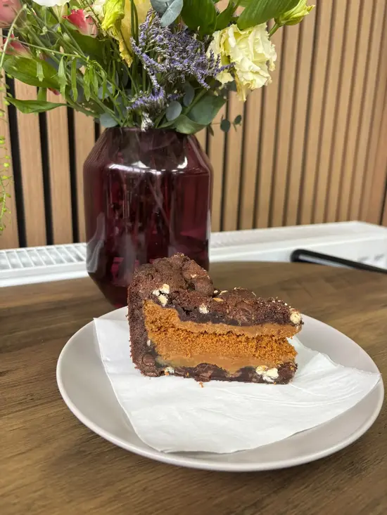A beautiful slice of cake
